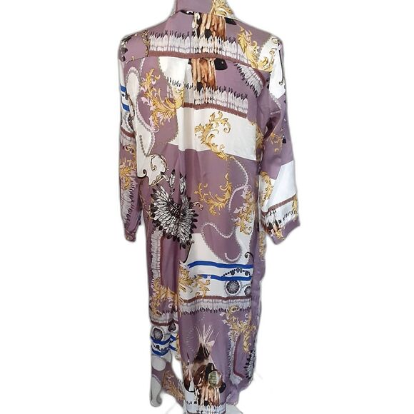 NWT NT by Amati Italy purple extraordinary fabric blouse duster M - Picture 3 of 4